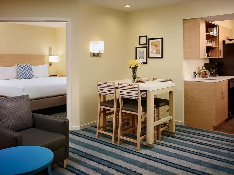 Gather for snacks and movies in this bright, open suite.