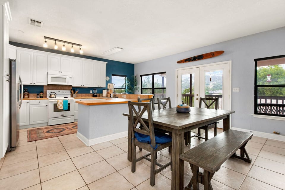 Open kitchen and dining. 