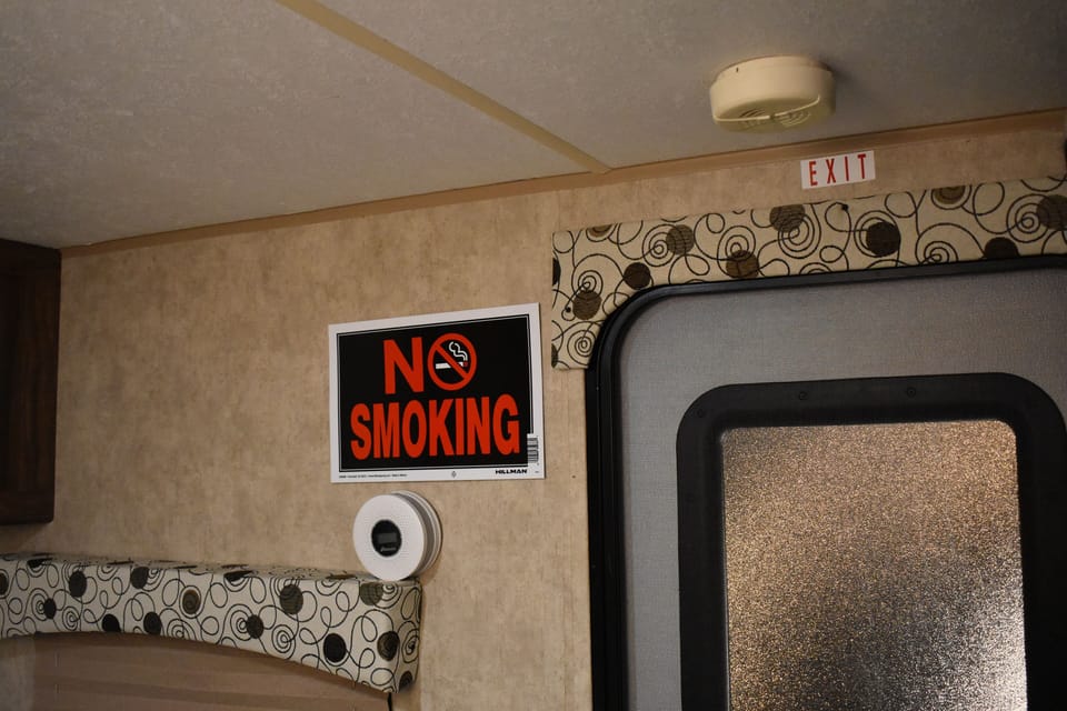No smoking inside or close to the camper.