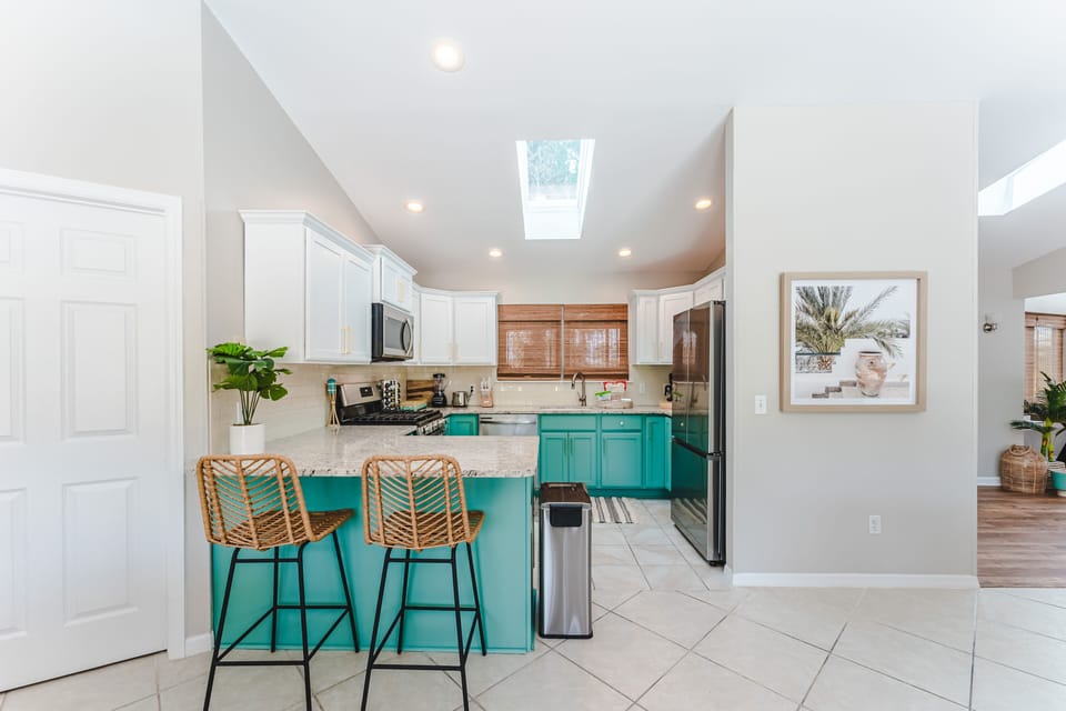 Fully stocked coastal kitchen for family meals and poolside cocktails.