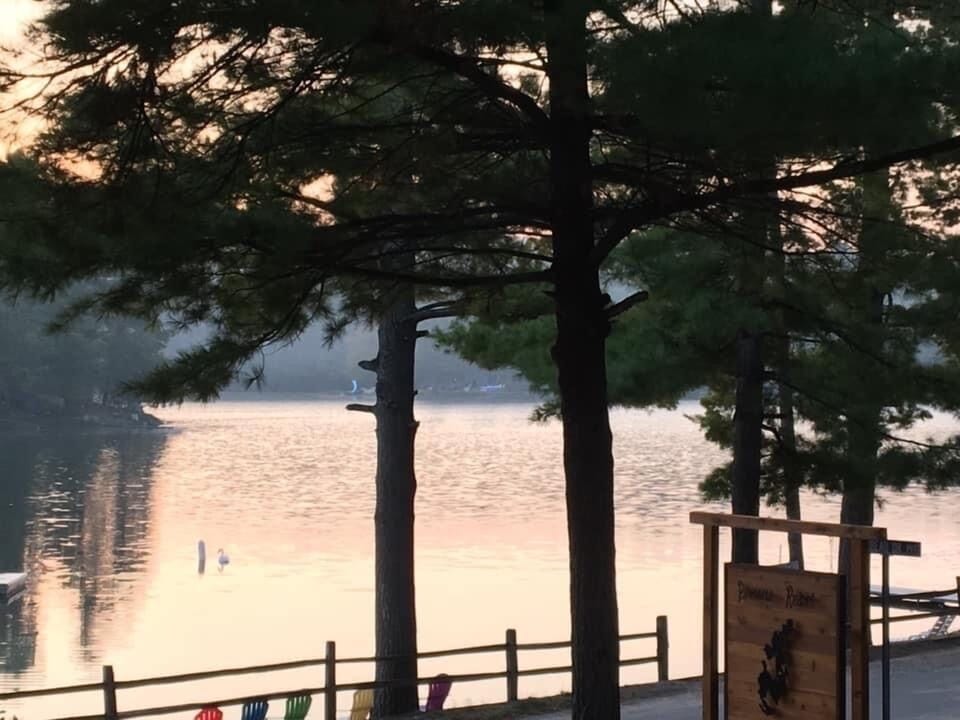View of Arbutus Lake coming down Pineview Resort private road 