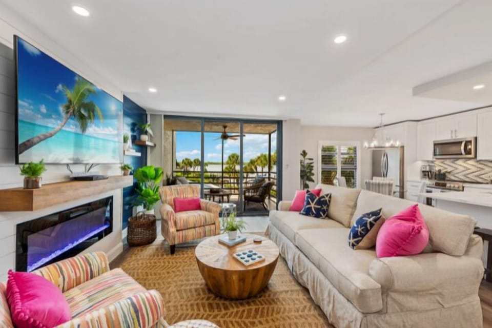 Relax in this newly renovated living room with all brand new furnishings.