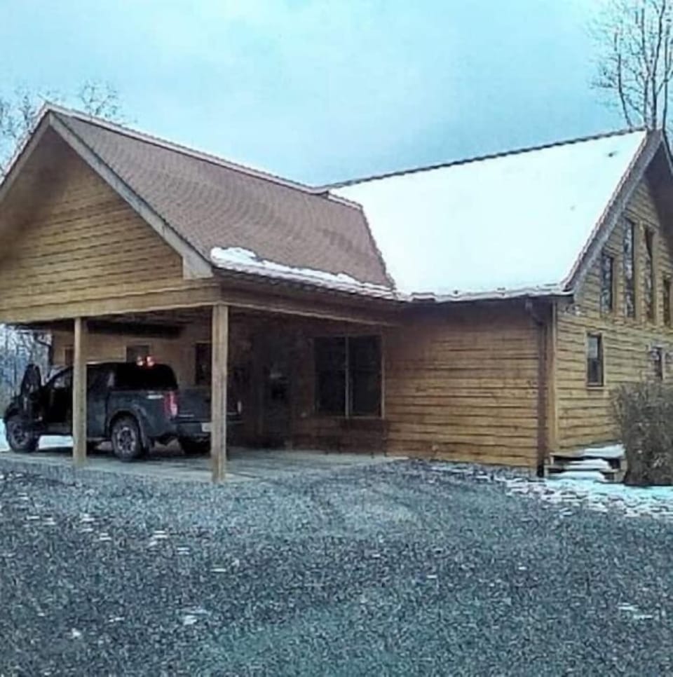 Large private parking area.