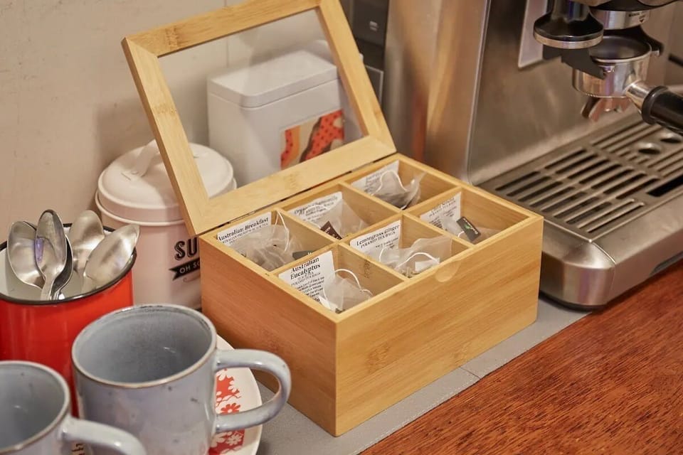 Enjoy a selection of fine teas and coffee with espresso machine