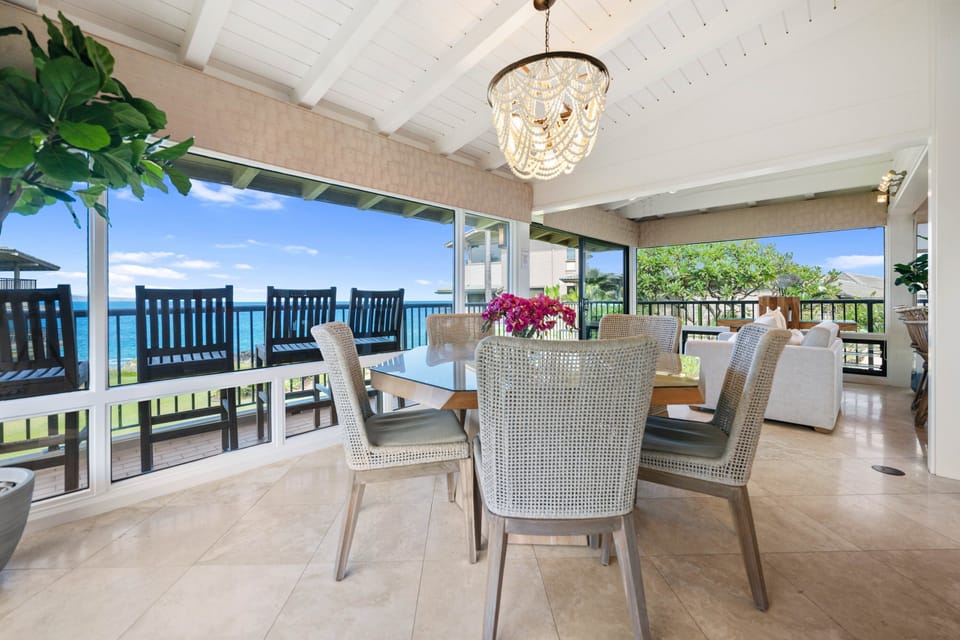 Dining table with ocean views
