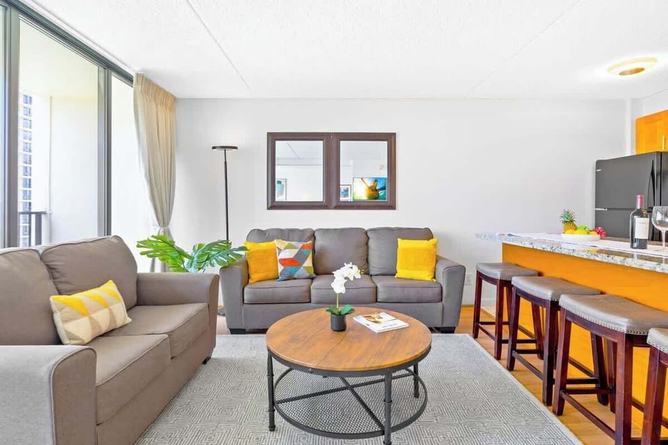 Living room includes a sofa bed