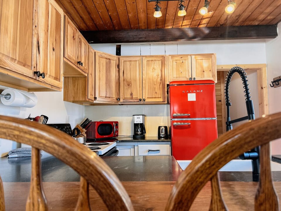 Kitchen is stocked with dishes and all standard cookware. Questions about a specific item? Message us!