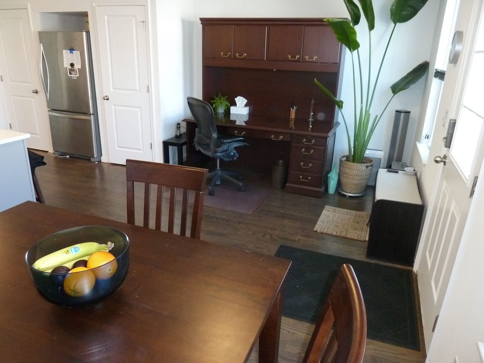 Executive work desk  with ergonomic chair and grounded ethernet line