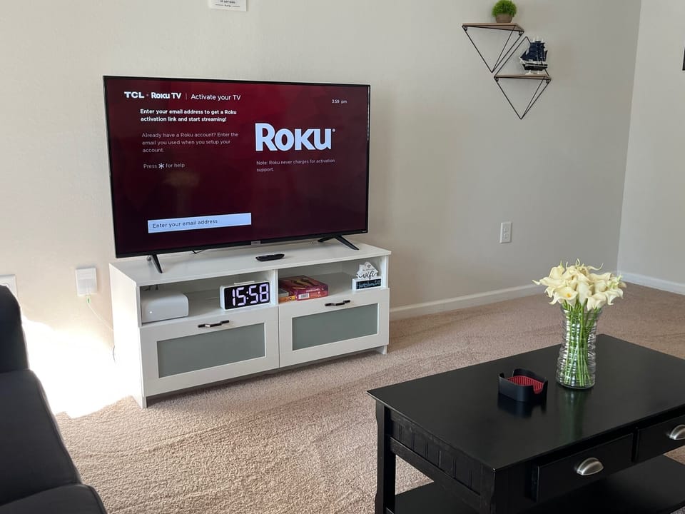 Enjoy friends and family time in the living room watching your favorite movie.