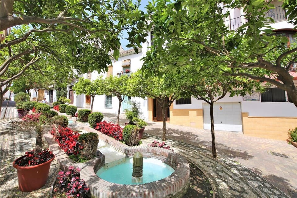 The beautiful old town of Estepona with lots of flower pots