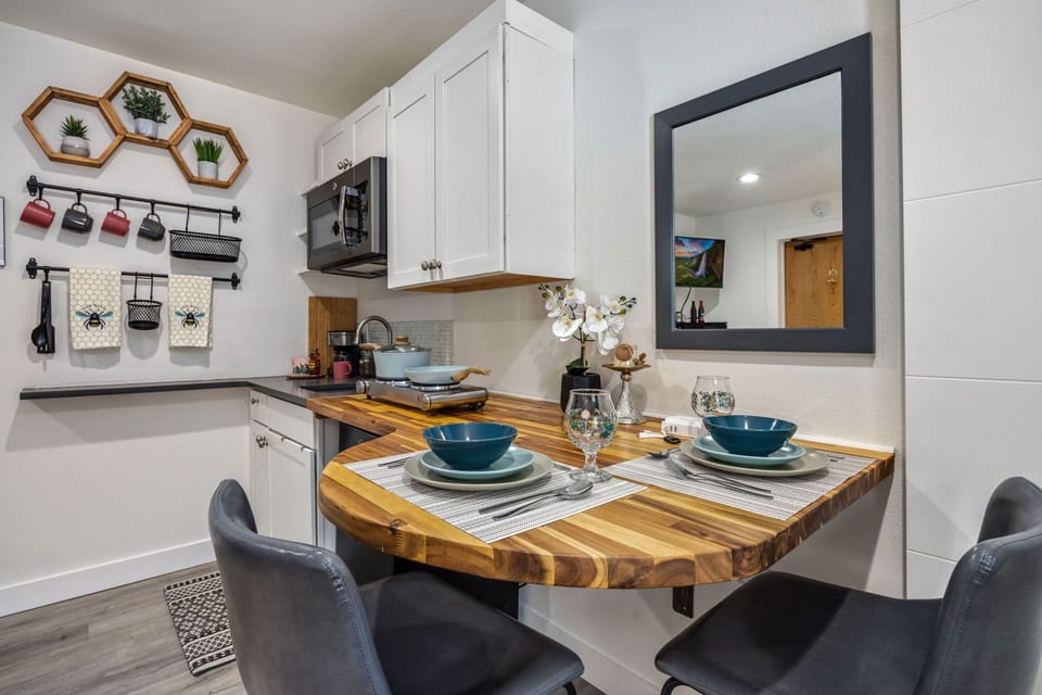 Fully-stocked Kitchenette | Bar Seating for 2!