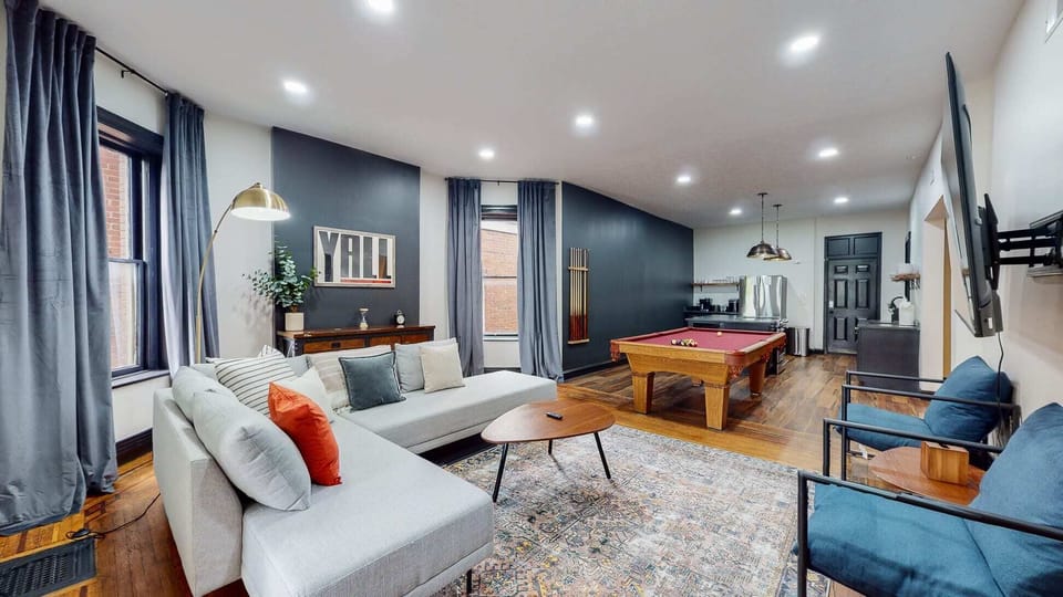 Living Room: This living room has something for everyone. Whether you're looking for fun or relaxation, it's all here.