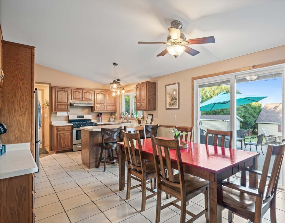 Large dining table for family meals.