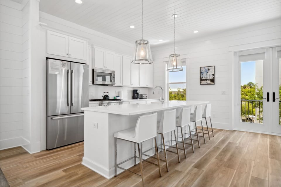 Kitchen with bar seating 
