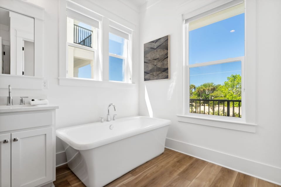 Second floor king bedroom with queen sleeper sofa bathroom 