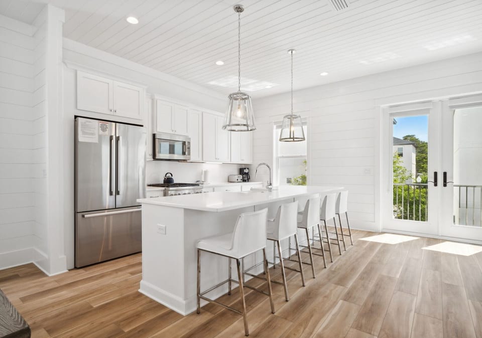 Kitchen with bar seating 
