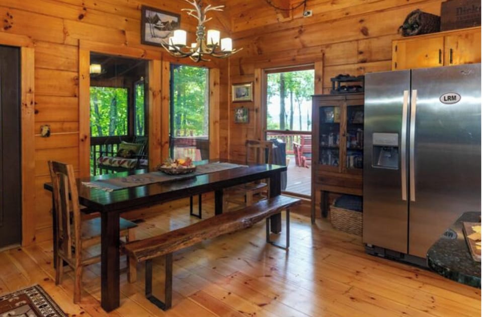 Custom benches and chairs with plenty of seating in the dining space.