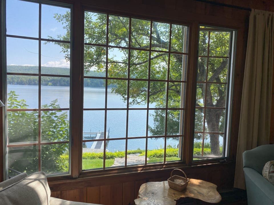 Overlooking the lake from the living room