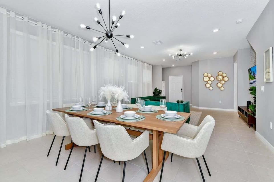 dining table and living room