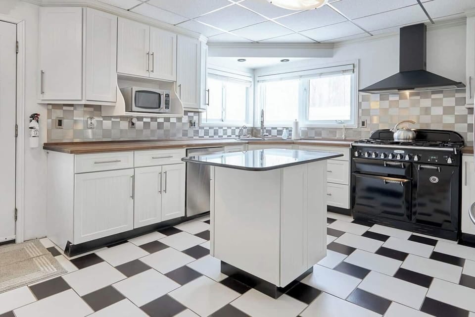 Modern spacious kitchen stocked with all the basic items you need