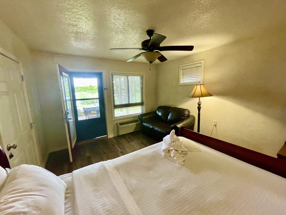 Indoors, Ceiling Fan, Furniture, Bed, Bedroom