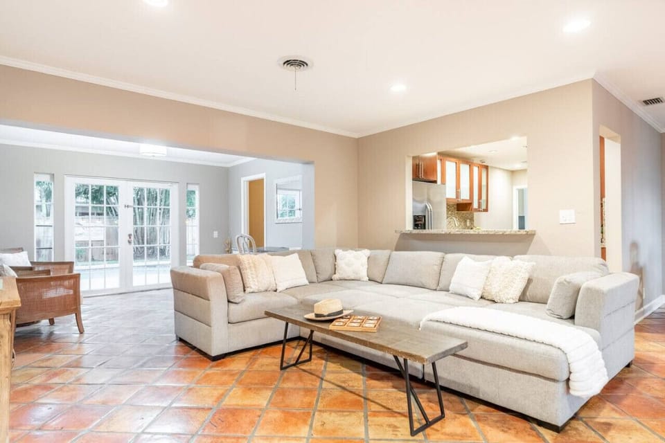 Cozy up on this large sectional sofa with pullout sleeper
