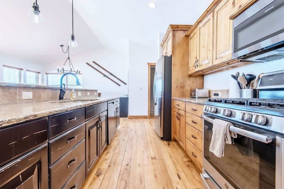 The kitchen is fully stocked and equipped with everything you'd expect at home (and maybe a bit more).