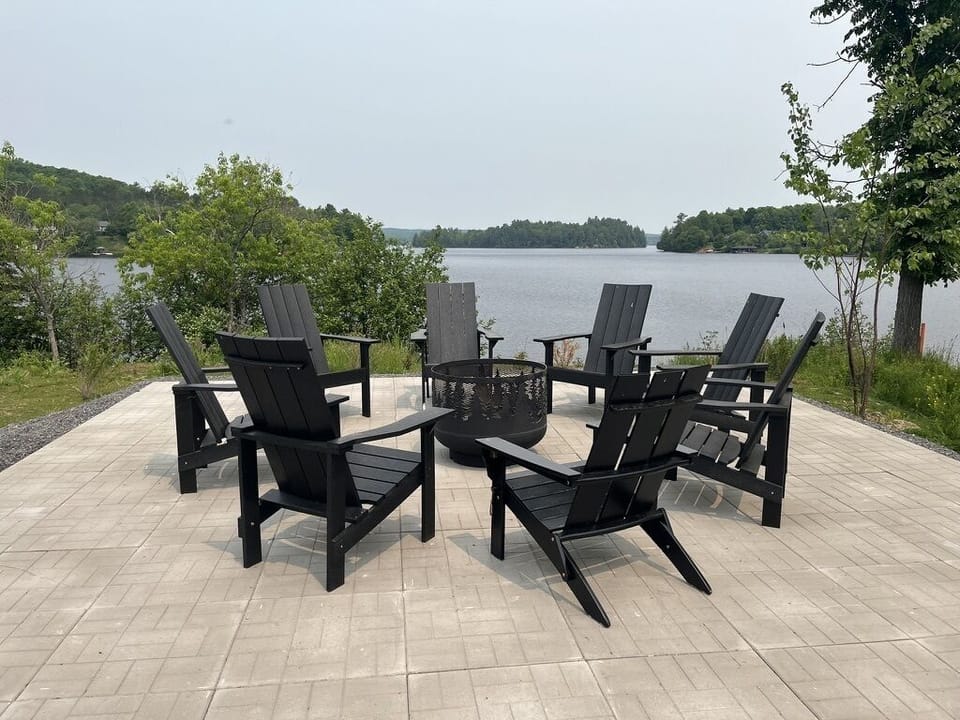 New lakeside fire pit with seating fro 10.