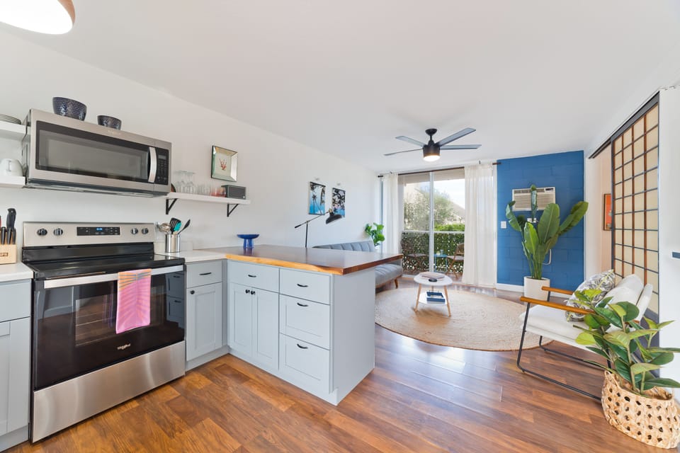 Kitchen opens up to the living room