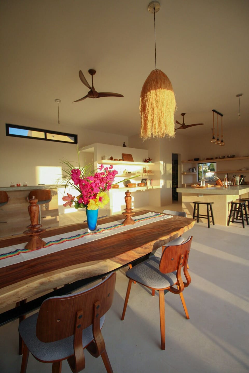 Living room family table and kitchen