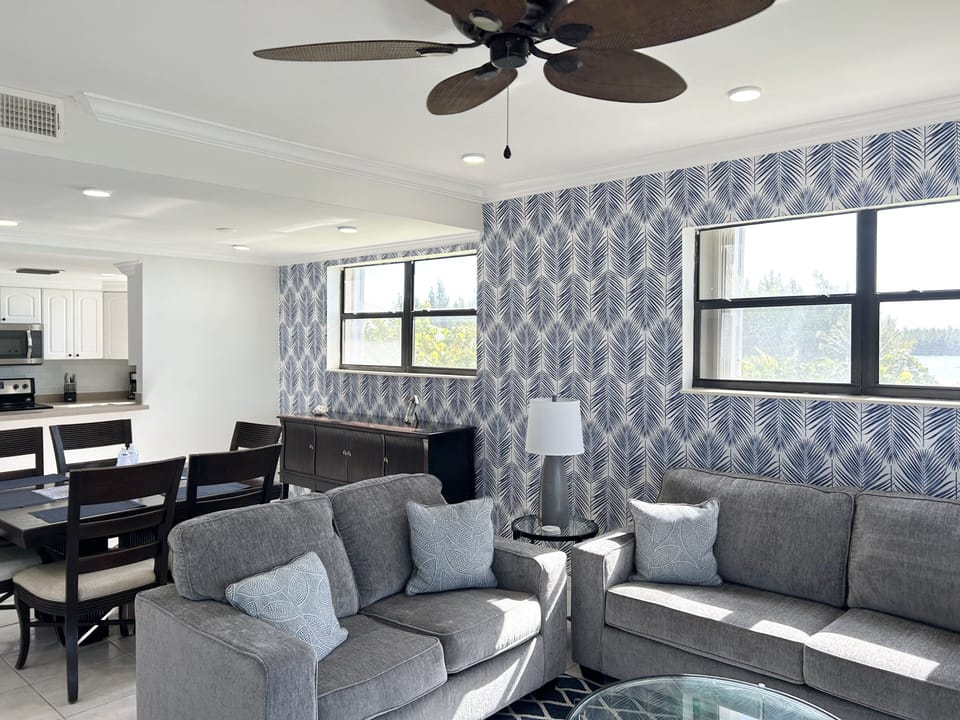 Stylish Living room with bright corner windows