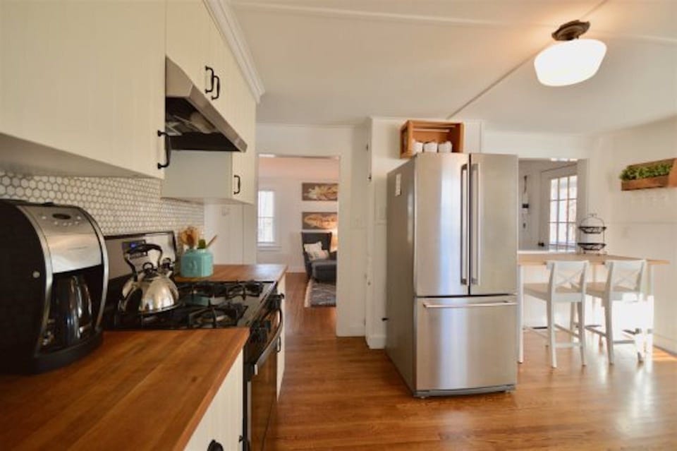 Kitchen is well stocked with all the essentials, gas stove 