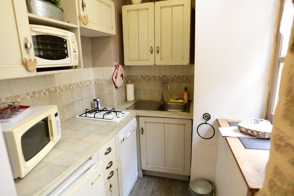 functional kitchen with view of the medieval city