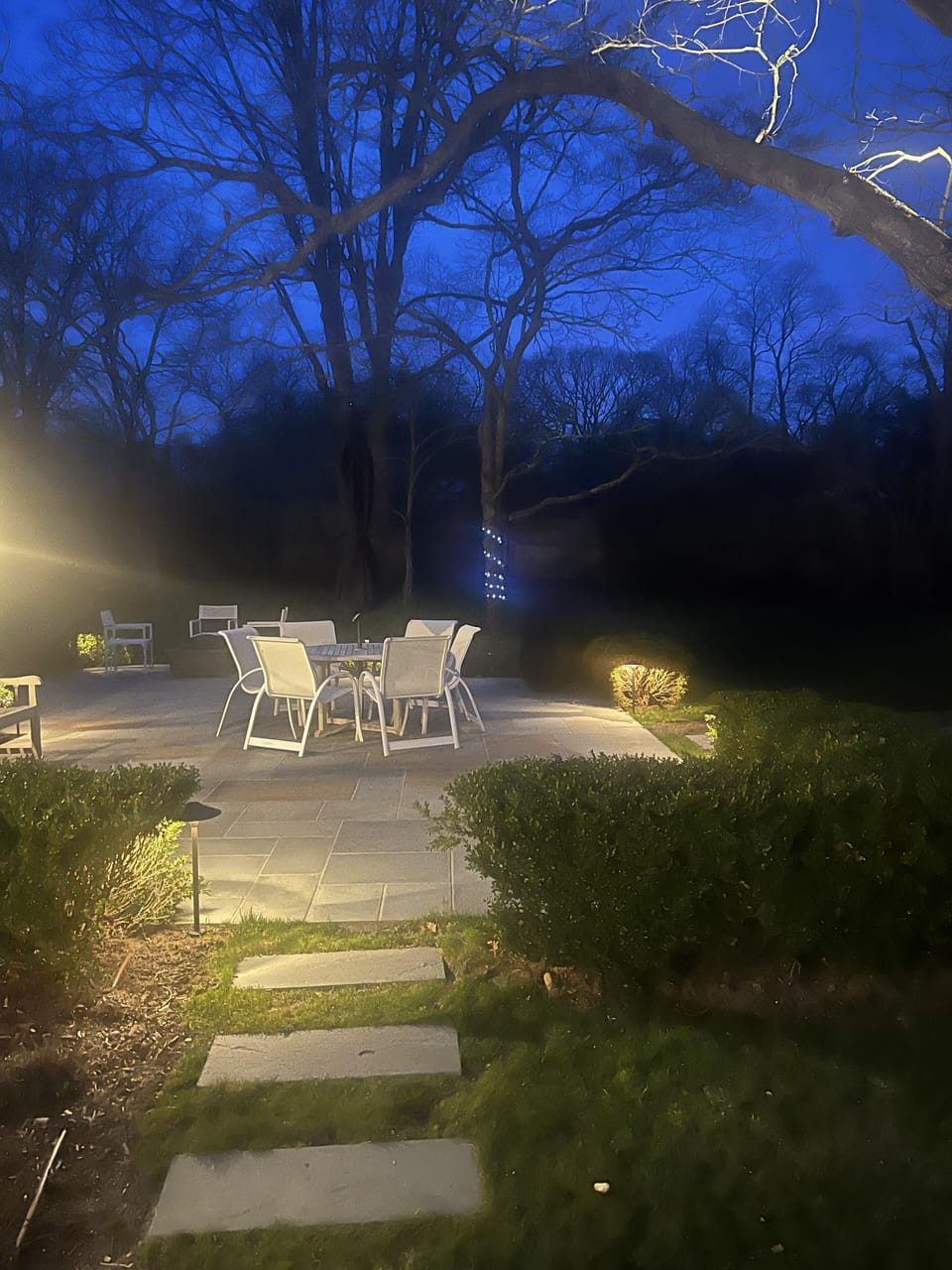 night view of patio