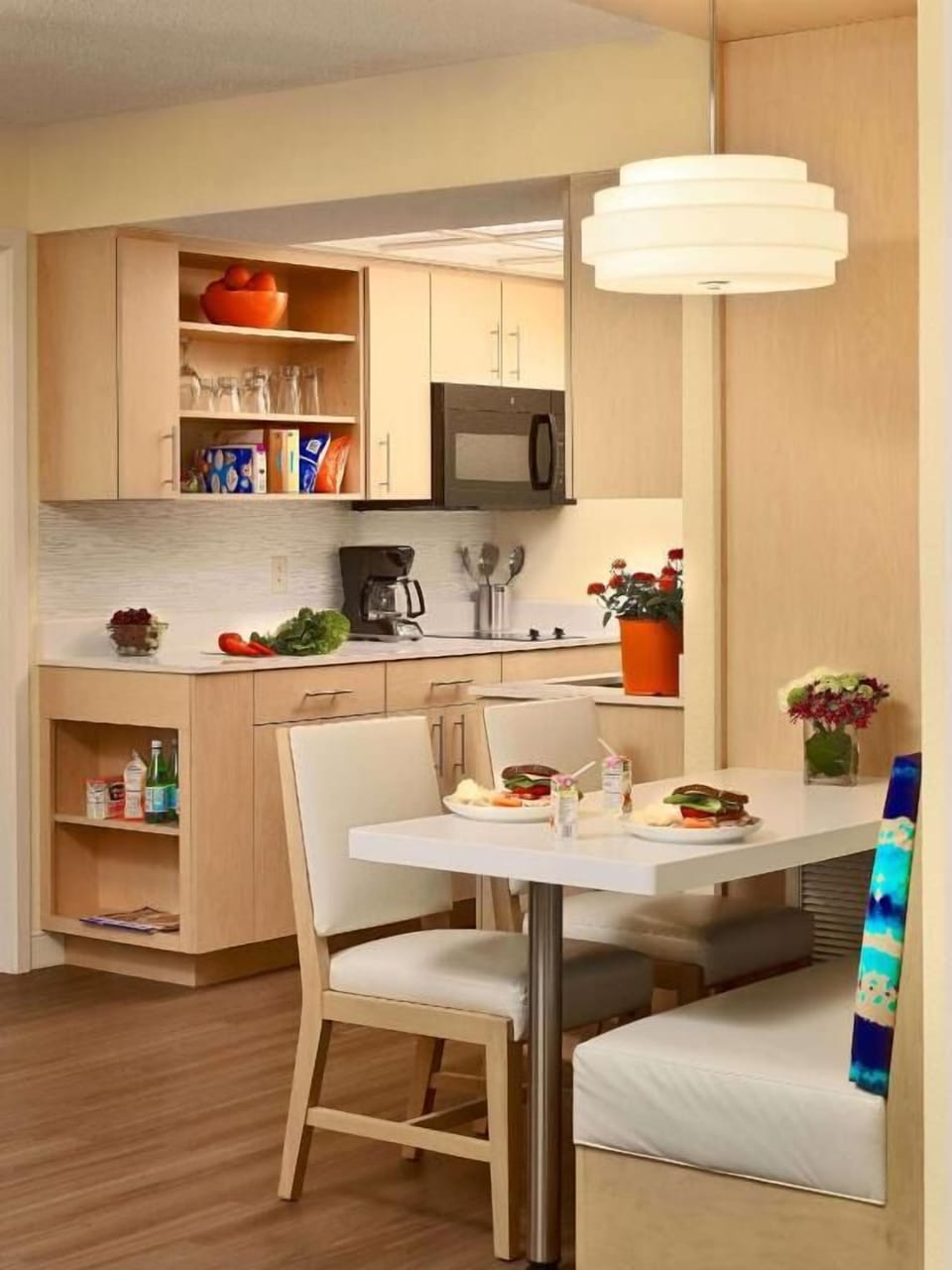 Savor easy breakfasts with a stocked kitchenette and dining nook.