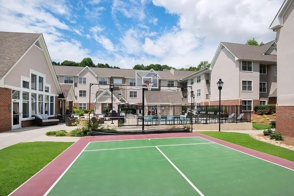 Challenge friends to a fun game on the outdoor court.