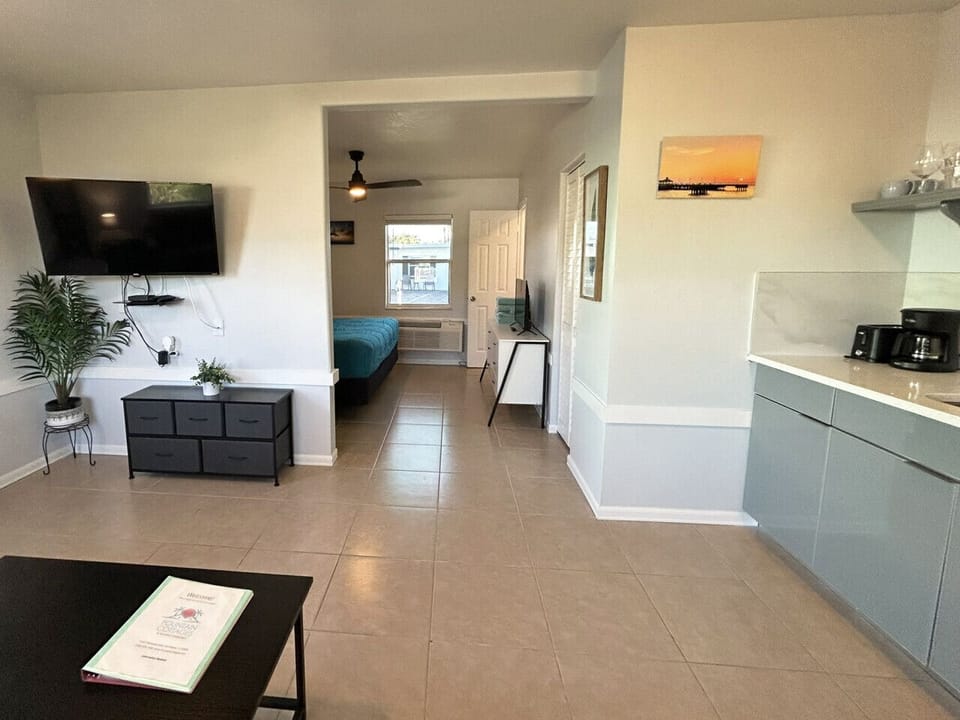 Bright interior layout offering easy movement between living and sleeping.