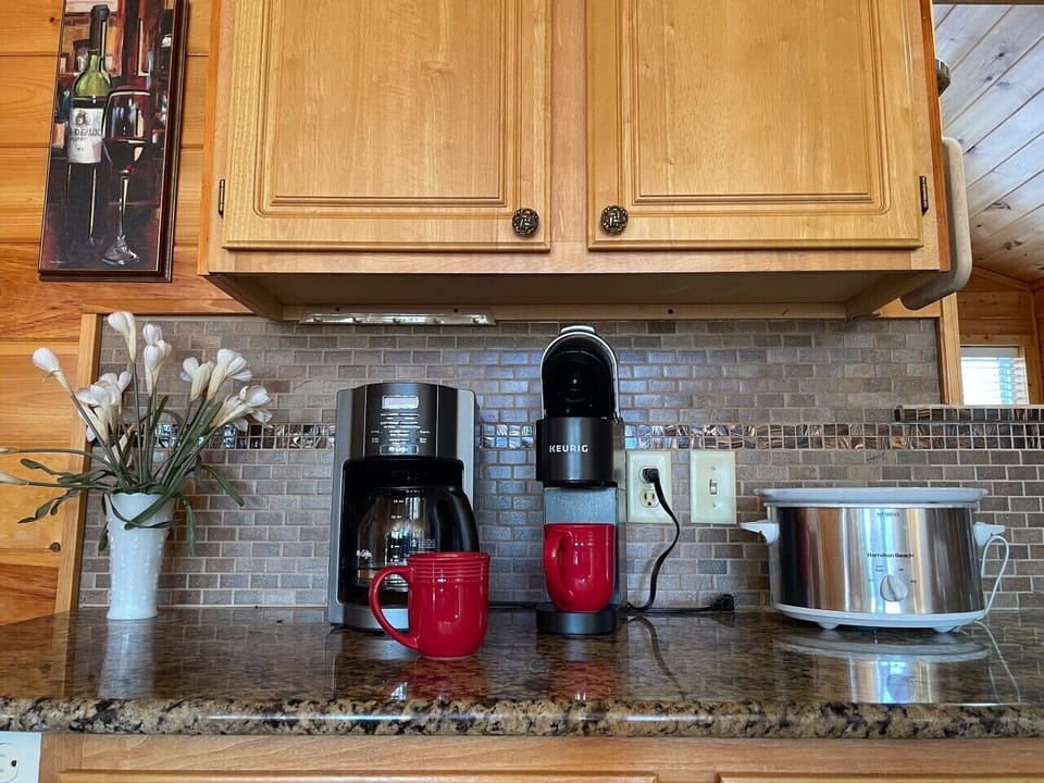 Coffee bar — drip and Keurig ready for early mountain mornings