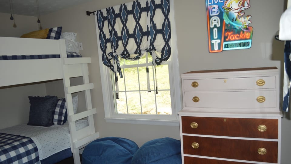 Third bedroom/bunk room; 4 twin xl beds, beanbags, chest of drawers, usb outlets