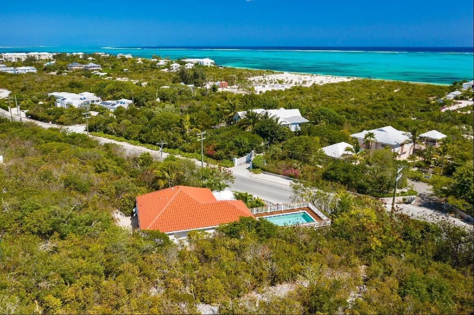 Villa Bianca facing northwest toward Turtle Cove Marina and Smiths Reef