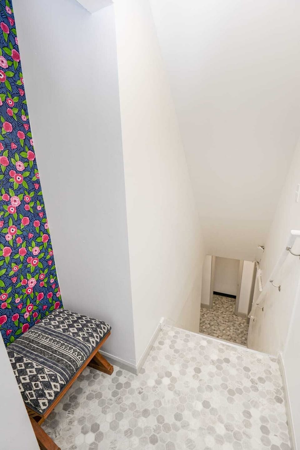 Cozy nook to sit and remove your shoes