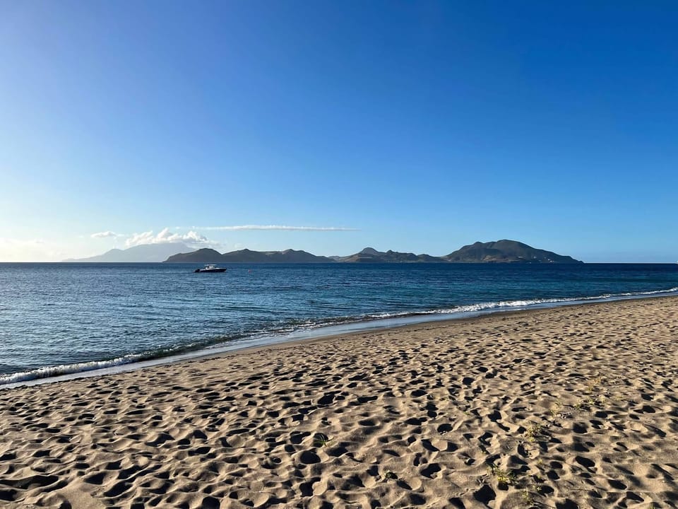 Beautiful beach with a view of St Kitts