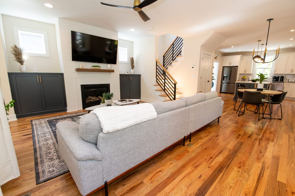 Living room - Open layout, lots of windows that let in natural light