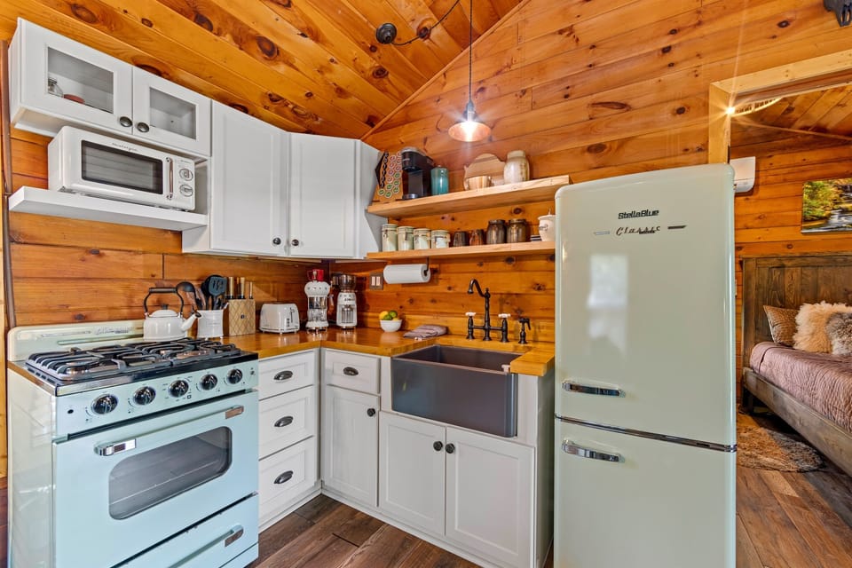 Fun retro appliances in the chef's kitchen