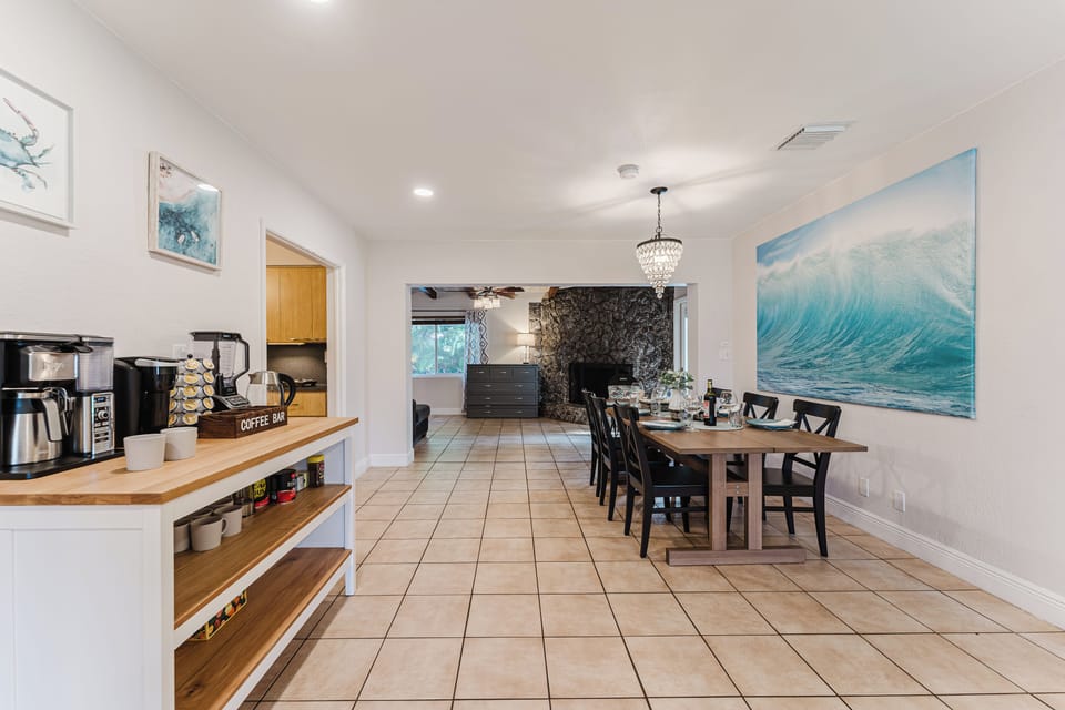  Enjoy your meal indoors around the inviting dining table.
