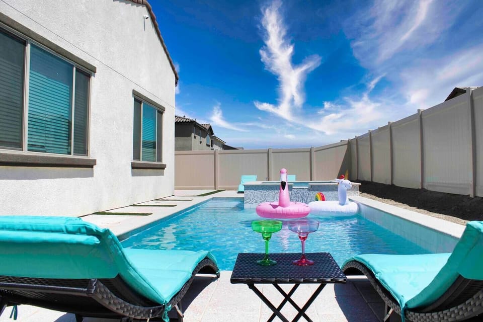 Seating available throughout the pool area