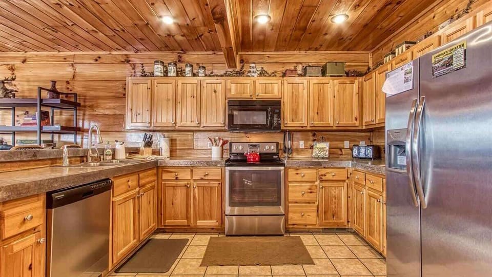 Rustic charm meets modern appliances, perfect for your culinary adventures!