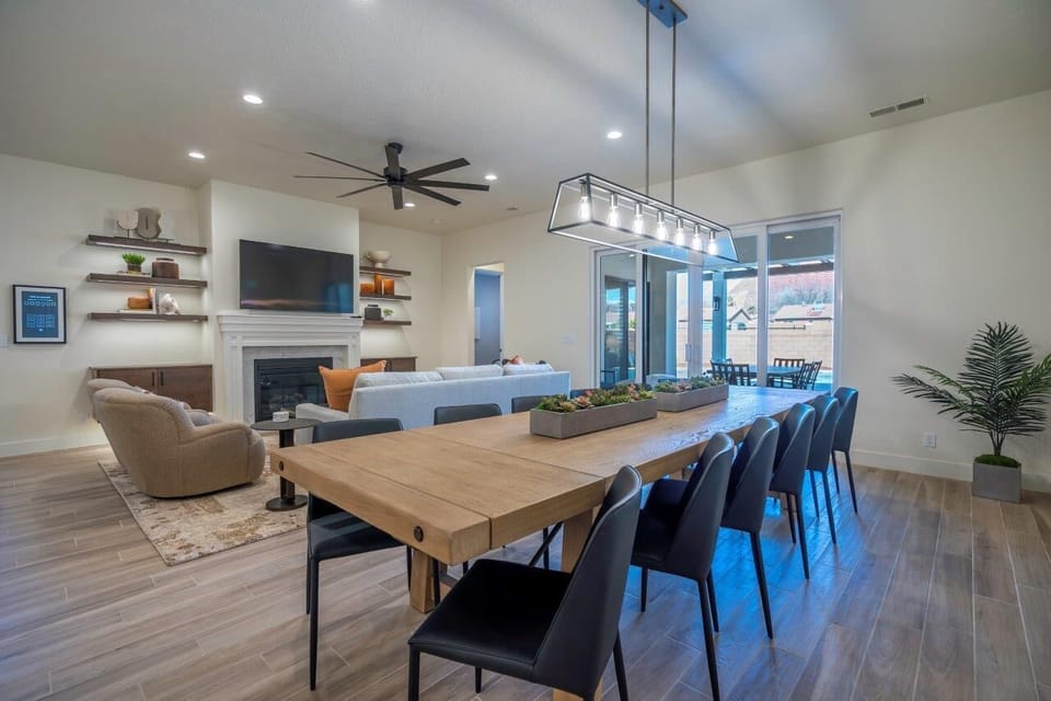 12-person dining table off the kitchen