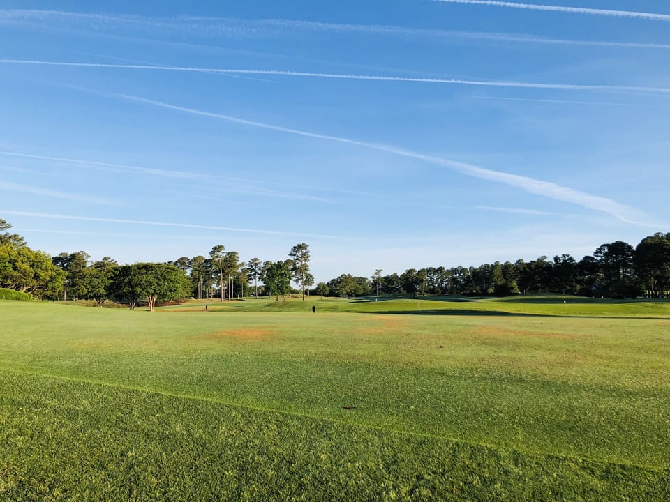 Lush golf course with scenic views & peaceful vibes for a relaxing round.