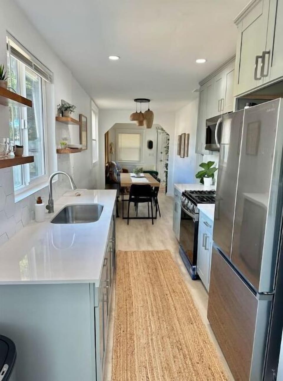 Stainless steel appliances, gas stove, and dishwasher for your convenience. 
